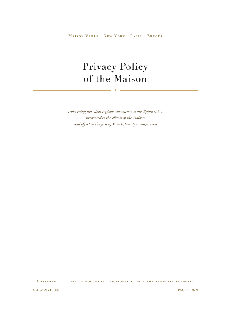 Luxury premium privacy policy
